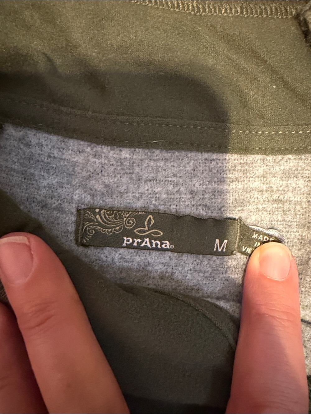 Prana women medium Brandie sweater pullover Olive Green gray wool blend knit - Picture 5 of 7